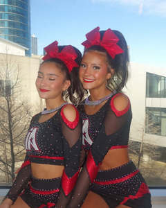 Recién llegado, uniformes de porristas verdes personalizados para mujer, traje de líder de porristas con estampado de diamantes de imitación - Product Image 4