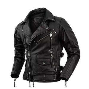 Chaqueta de Cuero para Hombre de Primera Calidad, 100% Piel de Vaca Original, Transpirable, Impermeable, Tejido de Punto, Estampado Elegante, Invierno - Product Image 5