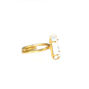 Bohemian Design Opalite Gemstone Rectangle Shape 22K <b>Gold</b> Plated Free Size <b>Ring</b> Jewellery For Women Girls Wholesale Bulk - Product Image 2