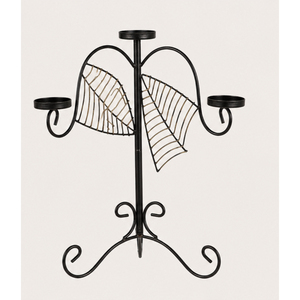 เชิงเทียนเหล็กทำมือ ดีไซน์ใบไม้สวยงาม 3 แขน สำหรับตกแต่งบ้าน - Product Image 5