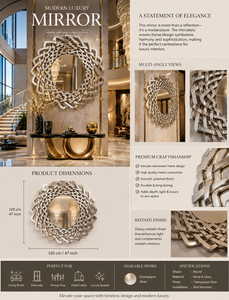 <b>Round</b> Wall <b>Mirror</b> Waves Design Decorative <b>Mirror</b> for <b>Bathroom</b> Bedroom Living Room Modern | Stylish Wall Mounted Home 47 Inches - Product Image 5