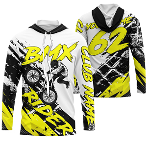 เสื้อเจอร์ซีย์ BMX แบบส่วนตัวสำหรับผู้ใหญ่และเด็ก ชื่อและหมายเลขแบบกำหนดเอง ผ้าโพลีเอสเตอร์ผสมสแปนเด็กซ์ ระบายอากาศได้ดี ป้องกันรังสียูวี แขนยาว - Product Image 3
