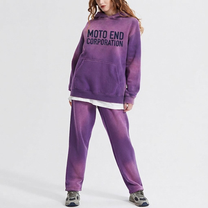 ชุดเสื้อฮู้ด Moto End Corporation สำหรับผู้ชาย ทรงโอเวอร์ไซส์ สไตล์สตรีทแวร์ ผ้าฝ้ายย้อมสีแบบ Garment Dyed ผ้าเฟรนช์เทอร์รี่ ดีไซน์กระเป๋าเสื้อ เหมาะสำหรับใส่ในฤดูใบไม้ร่วง - Product Image 2