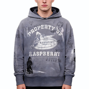 Vintage Washed Graphic Hoodie Oversized Streetwear Pullover <b>Sweatshirt</b> for Men & Women Casual Hip Hop Hoodie - Product Image 5