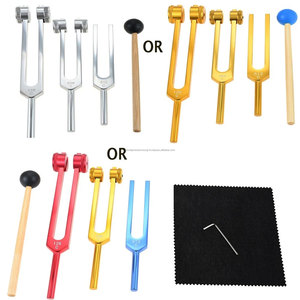 Ensemble d'outils de guérison avec diapason argenté et doré, marteau manuel, thérapie par vibration sonore, méditation des chakras, bien-être et relaxation - Product Image 1