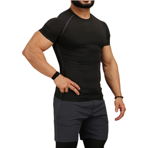 Men's Active Performance Knitted Polyester/Cotton T-<b>Shirt</b> High Resolution Gym Training Quick Dry <b>Moisture</b> <b>Wicking</b> Athletic Tee - Product Image 5