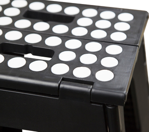 Foldable <b>Plastic</b> <b>Stool</b> with Circular Pattern Top for Home Use Modern Minimalist Design Black Color - Product Image 5