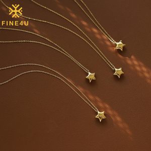 <span class=keywords><strong>Collana</strong></span> <span class=keywords><strong>con</strong></span> Ciondolo a Stella a Cinque Punte in Acciaio Inossidabile Dorato, Gioiello di Moda Lucido per Donne e Ragazze - Product Image 1