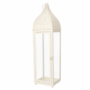 Cream Moroccan Metal <b>Candle</b> <b>Lantern</b> <b>Large</b> Glass Floor <b>Lantern</b> Vintage Decorative Wedding Centerpiece Hanging Iron <b>Candle</b> Holder - Product Image 1