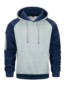 Sudadera con Capucha para Hombre, Tallas Grandes, Forrada, en Color Sólido, de Alta Calidad, Transpirable, de Algodón/Poliéster Tejido, Tendencia Actual - Product Image 5
