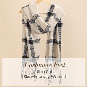 Elegant Women Winter Plaid <b>Scarf</b> Cozy Warm <b>Wrap</b> Stylish Fringe Tassel Design Fashion Outdoor Accessory - Product Image 5