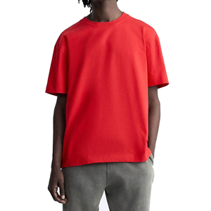 <b>Men</b> Casual Summer 100% Cotton T-Shirts Quick Dry Heavyweight Solid Pattern Loose Fit Long Length Short Sleeve Blank Jogging - Product Image 1