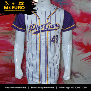 Camiseta de Béisbol Personalizada Phi Gams a Rayas, 100% Poliéster, Manga Corta, Cuello en V, Cierre de Botones, Secado Rápido, Sublimada, Unisex para Adultos - Product Image 3