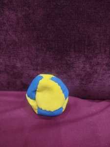 Minzi Industries Genuine Leather Footbag Hacky Sack Yellow <b>Blue</b> Toy for Kids Play - Product Image 4