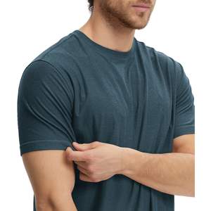 Camiseta de Hombre de Algodón Verde Azulado Oscuro, Cuello Redondo, Manga Corta, Casual, Suave, Transpirable, Ligera, para Verano - Product Image 5