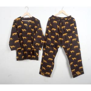 Conjunto de pijama de algodón para mujer, ropa de dormir estampada, conjunto de pijama de dos piezas con cintura elástica, pantalones de manga larga para verano - Product Image 1