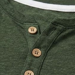 T-shirt Henley à manches longues 3 boutons pour homme, en jersey de coton épais, coupe ajustée, décontracté, haute qualité - Product Image 3