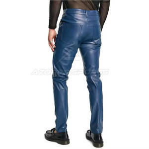 Pantalones Casuales de Hombre, Corte Slim Fit, Cuero Genuino, Ligeros, Lavado Oscuro, Transpirables, Pierna Recta - Product Image 2