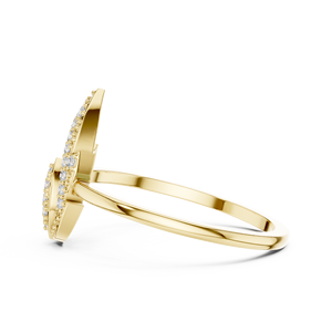 Anillo minimalista inspirado en el loto con diamante de corte redondo cultivado en laboratorio, engastado en oro amarillo de 18 quilates, para compromiso, boda, fiesta, uso diario, para mujer. - Product Image 2