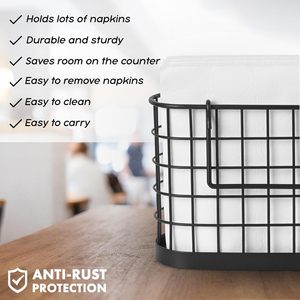 Black Napkin Holder Vertical Metal <b>Wire</b> <b>Basket</b> Decorative Paper Towel Dispenser Tabletop Cocktail Tissue Rack Dining Organizer - Product Image 3