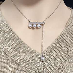 Ensemble collier et bracelet en perles d'eau douce baroques de grande marque, 6-7 mm, Zhuji, design naturel identique - Product Image 4