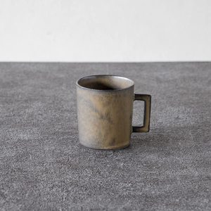Mug en céramique japonaise RIKIZO 140 ml Fabriqué au Japon Motif terrazzo vintage Gris Blanc Poignée carrée Lave-vaisselle Micro-ondes Boîte cadeau - Product Image 2