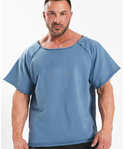 Camiseta Deportiva de Algodón 100% de Primera Calidad para Hombre, Corte Holgado, Bordes Crudos, Estilo 2026 - Product Image 1