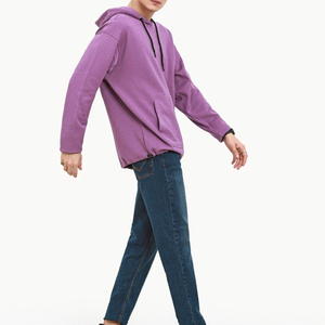 Sudadera con Capucha para Hombre, Color Morado, Corte Regular, Color Sólido, Informal, con Bolsillo Delantero, para Otoño - Product Image 3