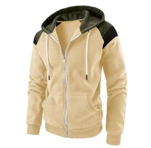 Sweat-shirt unisexe à capuche zippé, coupe classique, color block, polaire coupe-vent, poche, 100% coton, vêtement décontracté d'hiver - Product Image 3