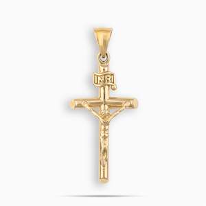 Collar con Colgante de Cruz Chapado en Oro con Jesucristo, Joyería Religiosa Cristiana, Diseño de Cadena de Cuerda Unisex - Product Image 5