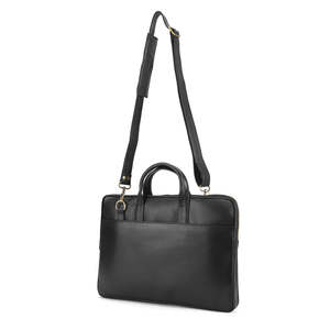 Classic Black Genuine Leather Laptop Bag for Men with Organized Main Compartment and Accessories Storage - Product Image 5