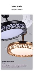 Modern 42/48 Inch DC Motor Retractable Ceiling Fan with LED Light Remote Control Black White <strong>Gold</strong> Design for Living Room - Product Image 5