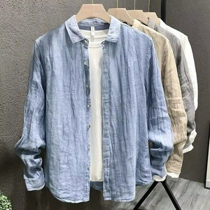 Camisas de Lino de Color Sólido para Hombre, Diseño Casual Europeo, Tallas Grandes - Product Image 6