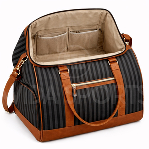 Sac de sport et de voyage personnalisé dernière génération en polyester avec garniture en cuir PU, grande capacité, fermeture éclair étanche, écologique, fabricant OEM ODM - Product Image 3