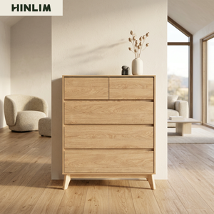Modern Wooden Dresser with 5 Drawers Scandinavian Storage Cabinet for Bedroom Home Furniture - Product Image 5