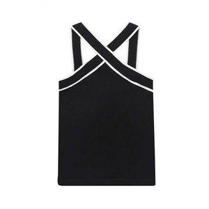 Wholesale Women Fashion Contrast Color Knit Tank <b>Tops</b> Sexy Backless <b>Cross</b> Straps Female - Product Image 1