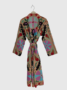 Veste en coton brodée de fleurs, col châle, manches longues, style Prairie Chic, grande taille, manteau long pour femme, vêtements de printemps - Product Image 2
