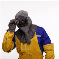Casco de soldadura de cuero, gorro de seguridad industrial de cuero vacuno, protección para la cabeza estilo chaqueta para soldadores
