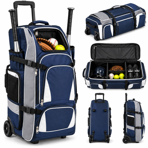 Custom Rolling Softball Baseball Equipment <b>Bag</b> With <b>Wheels</b> Large Capacity Sports Gear Travel Equipment <b>Bag</b> - Product Image 4