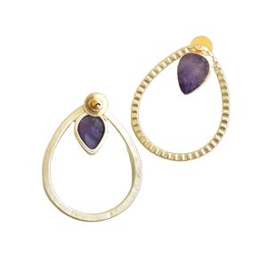 Boucles d'oreilles pendantes en laiton de qualité supérieure, fabriquées à la main, finition satinée en laiton, style tendance, haute qualité - Product Image 3