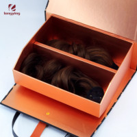 Boîte cadeau de luxe personnalisée en carton avec doublure en satin et poignées, sac pour perruque de cheveux naturels, emballage pour collection d'extensions de cheveux naturels