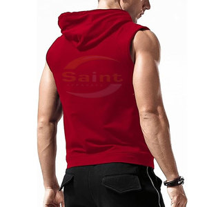 Haut à capuche sans manches pour homme, en molleton 100% coton, coupe classique premium, pour le sport, la gym et les tenues décontractées, vente en gros, fournisseur d'usine - Product Image 2