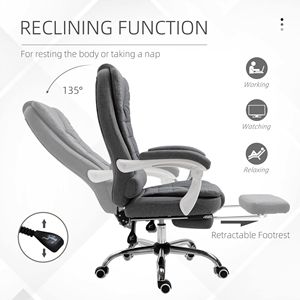 Sedia da Ufficio Ergonomica Grigio Scuro Certificata BIFMA, Sedia Direzionale con Poggiapiedi Retrattile, Altezza Regolabile, Reclinabile in PU - Product Image 5