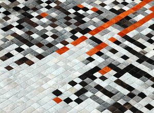 Tapis rectangulaire en cuir de vache patchwork, moderne, fait main, avec dos antidérapant en caoutchouc, décoration de salon - Product Image 5