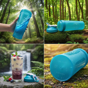 Botella Mezcladora de Plástico de 600 ml a Prueba de Fugas, Botella de Agua Deportiva de Plástico para Gimnasio, Botella Mezcladora de Proteínas con Bola de Acero Inoxidable - Product Image 4