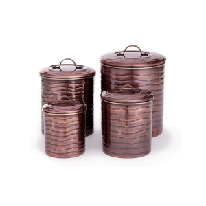 Modern Matte Black And Hammered Copper Kitchen Canister Set Airtight Metal <b>Storage</b> Jars For Coffee Sugar Tea Coffee Sugar - Product Image 3