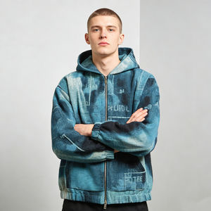 Sudadera con Capucha para Hombre, Azul y Negro, Estilo Vintage, Ecológica, de Tela Suave para Invierno, Cómoda, Moderna, Versátil, para Uso Diario - Product Image 4