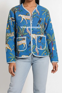 Chaqueta Acolchada de Algodón Tejido con Estampado de Selva y Bordado, Ecológica, Suave y Transpirable para Mujer, Venta Caliente 2026 - Product Image 3