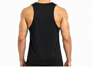 Men's <b>Black</b> Solid O-Neck Tank Top Breathable <b>Knitted</b> Casual Sleeveless Polyester Material High Quality <b>vest</b> with custom logo - Product Image 2