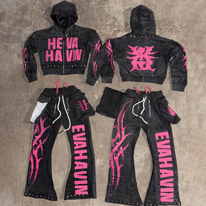 Survêtements coupe-vent à capuche de qualité supérieure 2027, ensemble 2 pièces, avec logo personnalisé et passepoil, couleur unie, pour le sport - Product Image 5